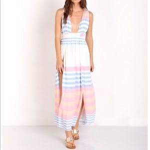 Mara Hoffman Field Stripe Dress White Pink & Blue
